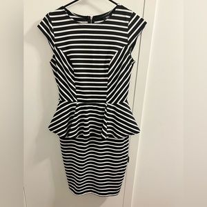 Black and White Peplum Pencil Dress